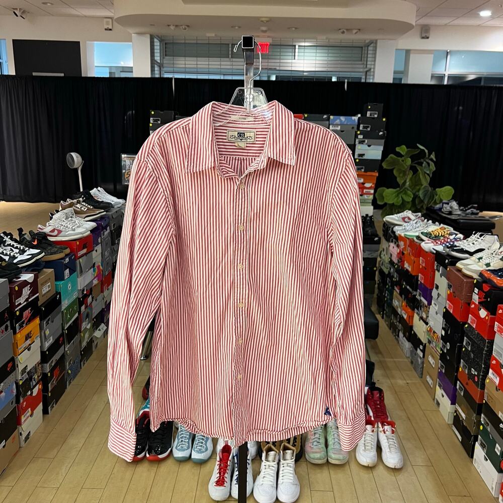 Club Room White/Red Dress Shirt Sz L